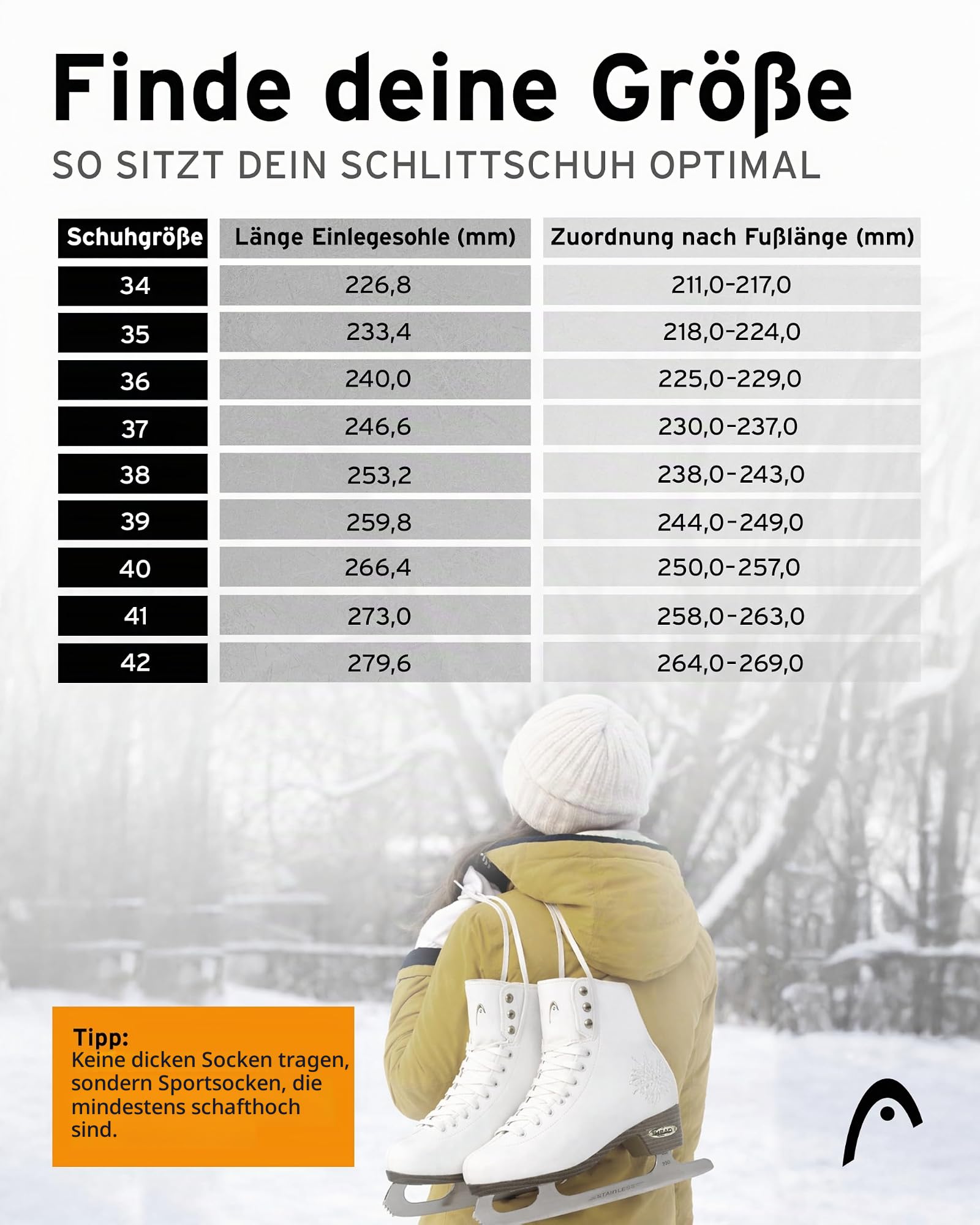 HEAD Eiskunstlauf Schlittschuhe Amber I Damen Schlittschuhe mit Edelstahlkufe I Schneeflocken-Design I ideal für Einsteigerinnen - Weiß – Ansicht 5
