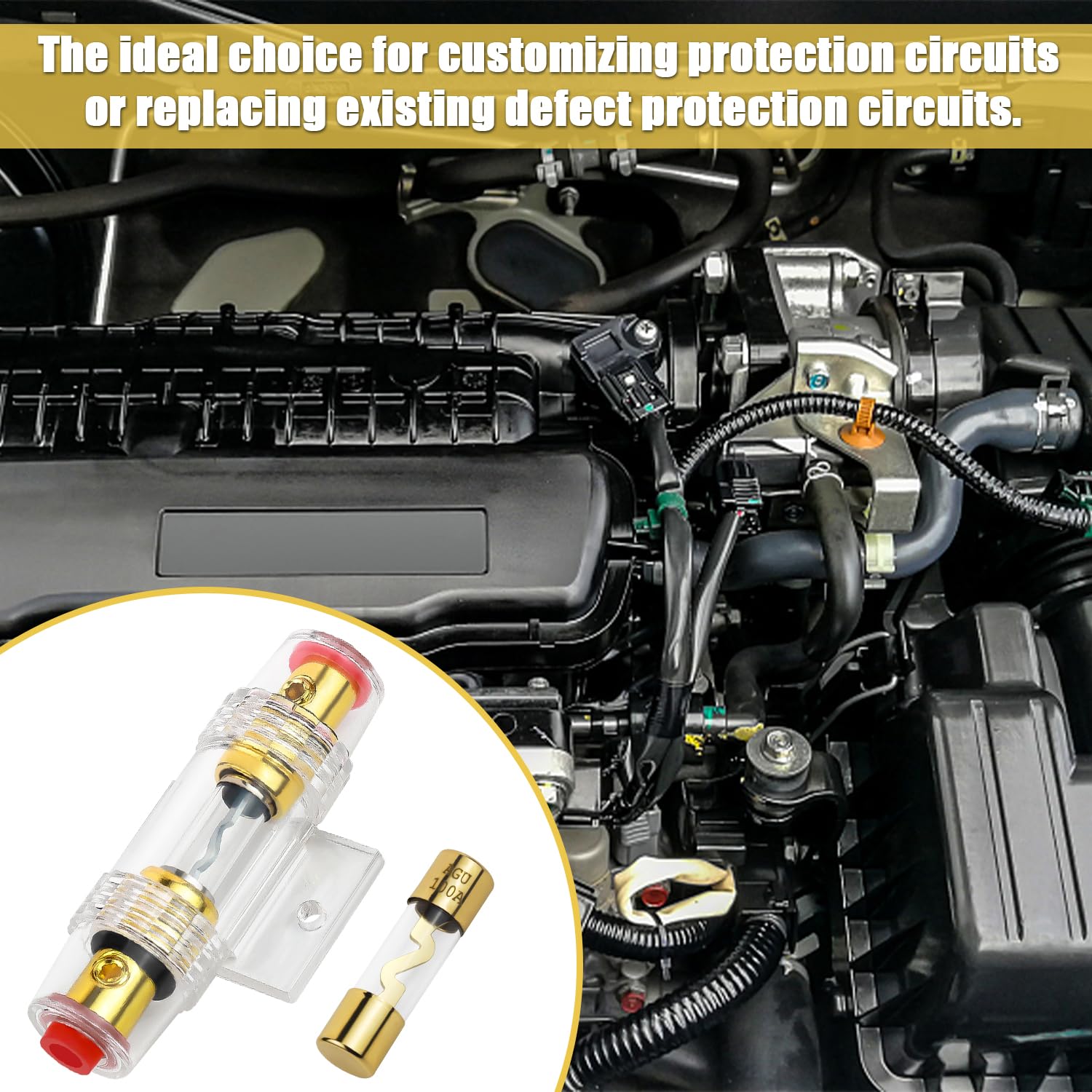 Porte-fusible En Ligne AGU étanche Avec 2 Fusibles 100A - Pour Installation Audio Voiture, Alarme, Ampli