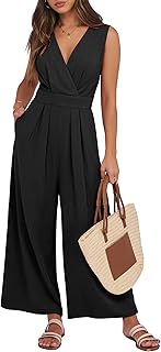 Women Jumpsuits Sleeveless V Neck Elegant Dressy Casual Backless One Pie...