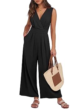 Amazon.com: ANRABESS Women Jumpsuits Sleeveless V Neck