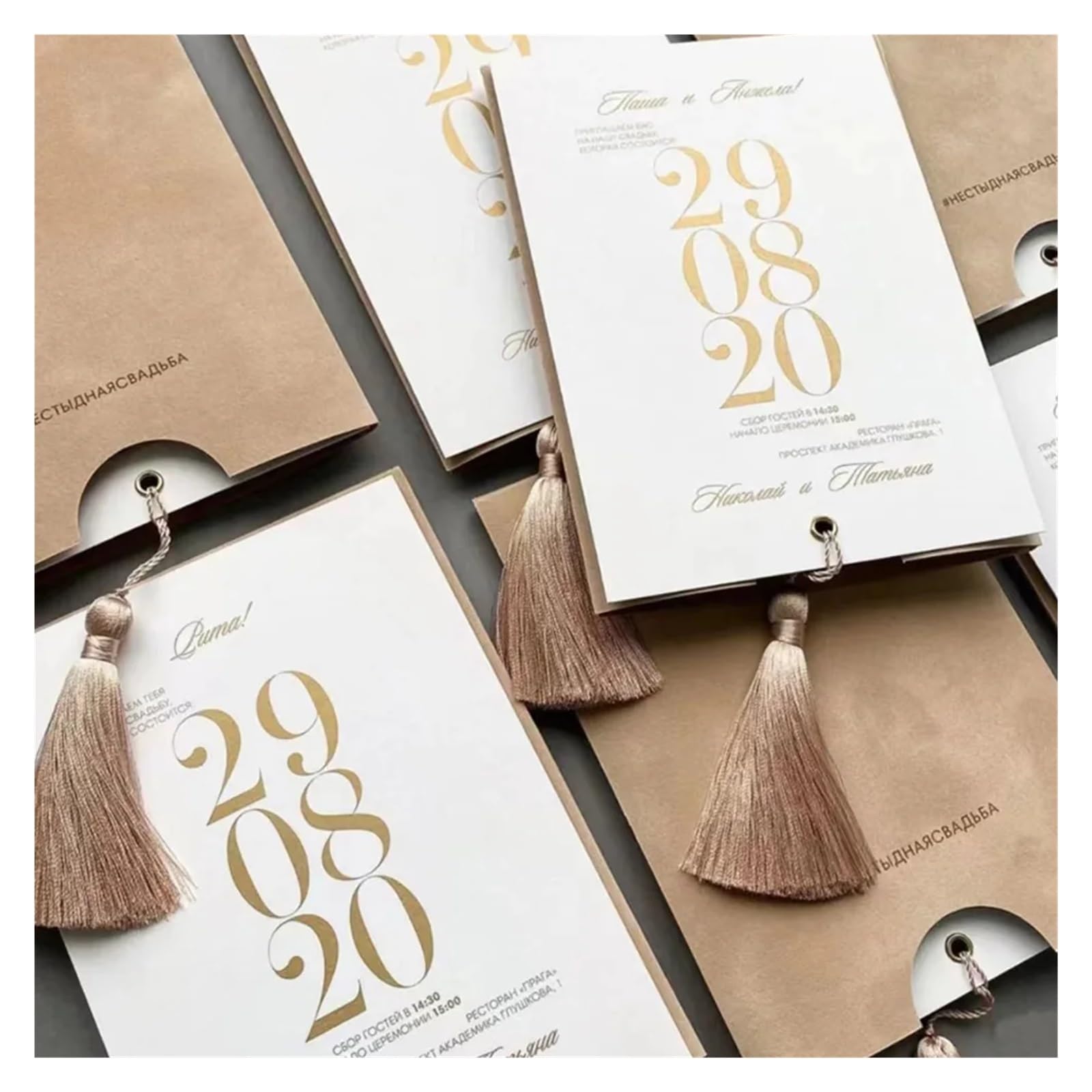 Hochzeitseinladungen 100 Stück Flanell-Stil-Umschläge und Quasten, handgefertigte individuelle Hochzeitseinladungskarte Für Verlobung Party(Red,110 piece)