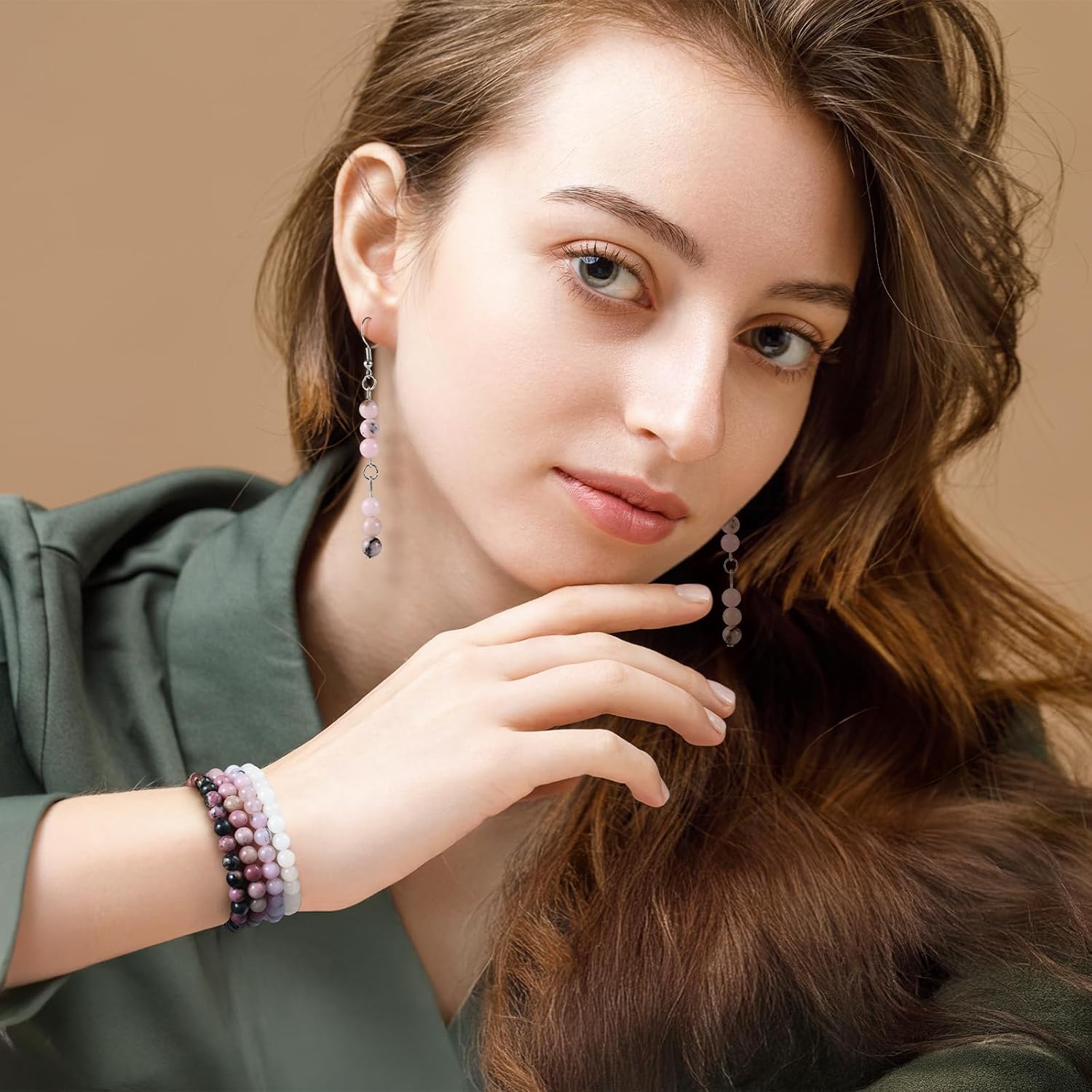 Zefy 996 Pcs 6mm Natural Stone Beads, Round Crystals Bead Genuine Real Stones, Gemstone Beads Kit with Spacer Bead Charms for Bracelets Jewelry Making (20 Colors) - Image 4