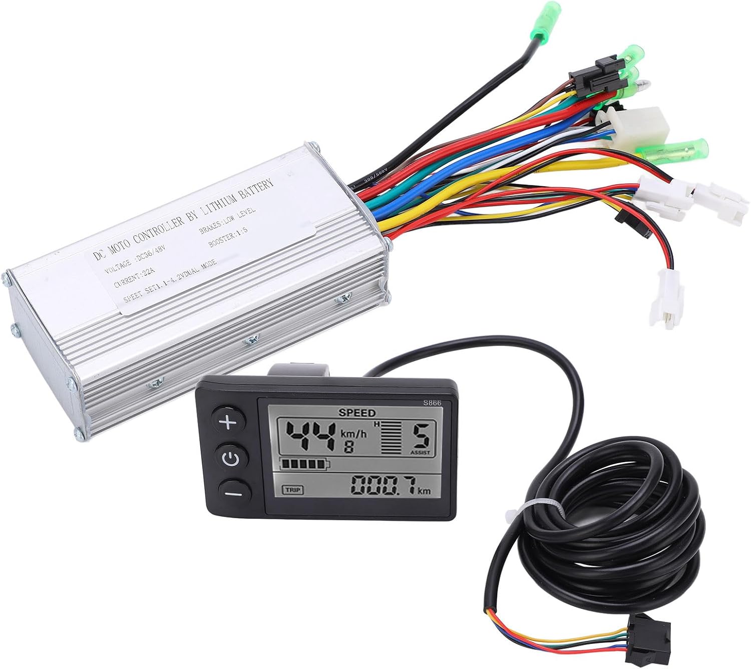Electric Bicycle Scooter Controller Kit, E Bike Brushless Controller with LCD Display, Weatherproof LCD Display Panel Brushless Controller Kit for Electric Bicycle Scooter Motor