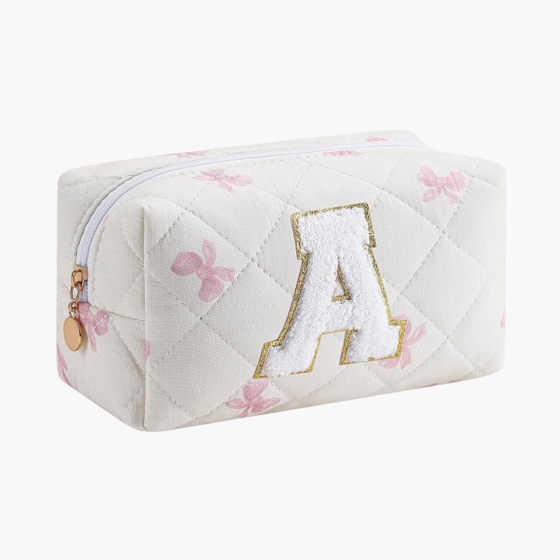Necessaire Gleyemor com Inicial Personalizada, Floral Rosa, em Algodão, Pacote com 1