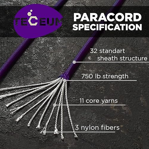 Miniatura 199 de TECEUM Cuerda de paracaídas de 750 libras – 1000 pies / 200 pies / 120 pies / 100 pies / 50 pies – Cuerda de paracaídas para campamento, Camuflaje
