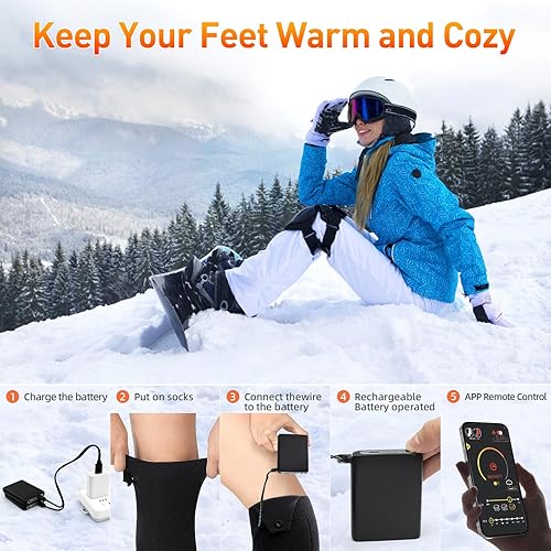 Miniatura 6 de Heated Socks for Men Women,5000mAh Rechargeable Electric Heated Socks,Washable Unisex Winter Thermal Socks,Feet Warmers for Skiing Camping Hiking
