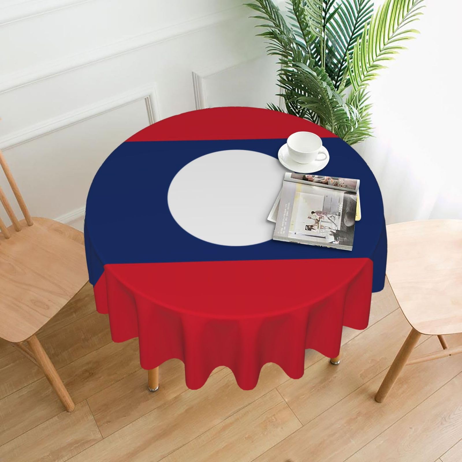 HLBSDM Flag of Laos Printed Practical Round Tablecloth, Durable, Suitable for Home, Restaurant, Hotel, Gathering, and Decorative Table Covers