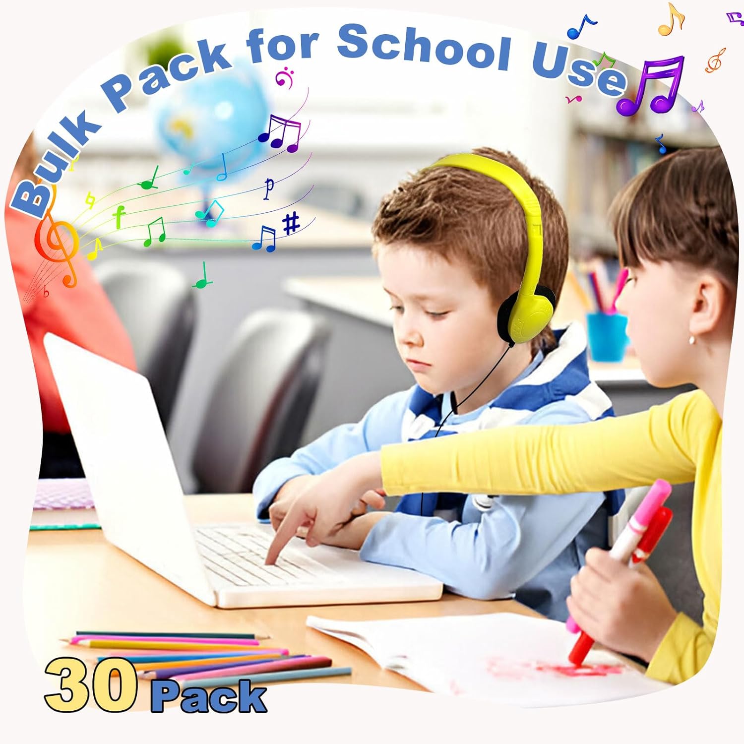 Ultimate Classroom Companion: 30 Pack Multi-Color Headphones for Kids!
