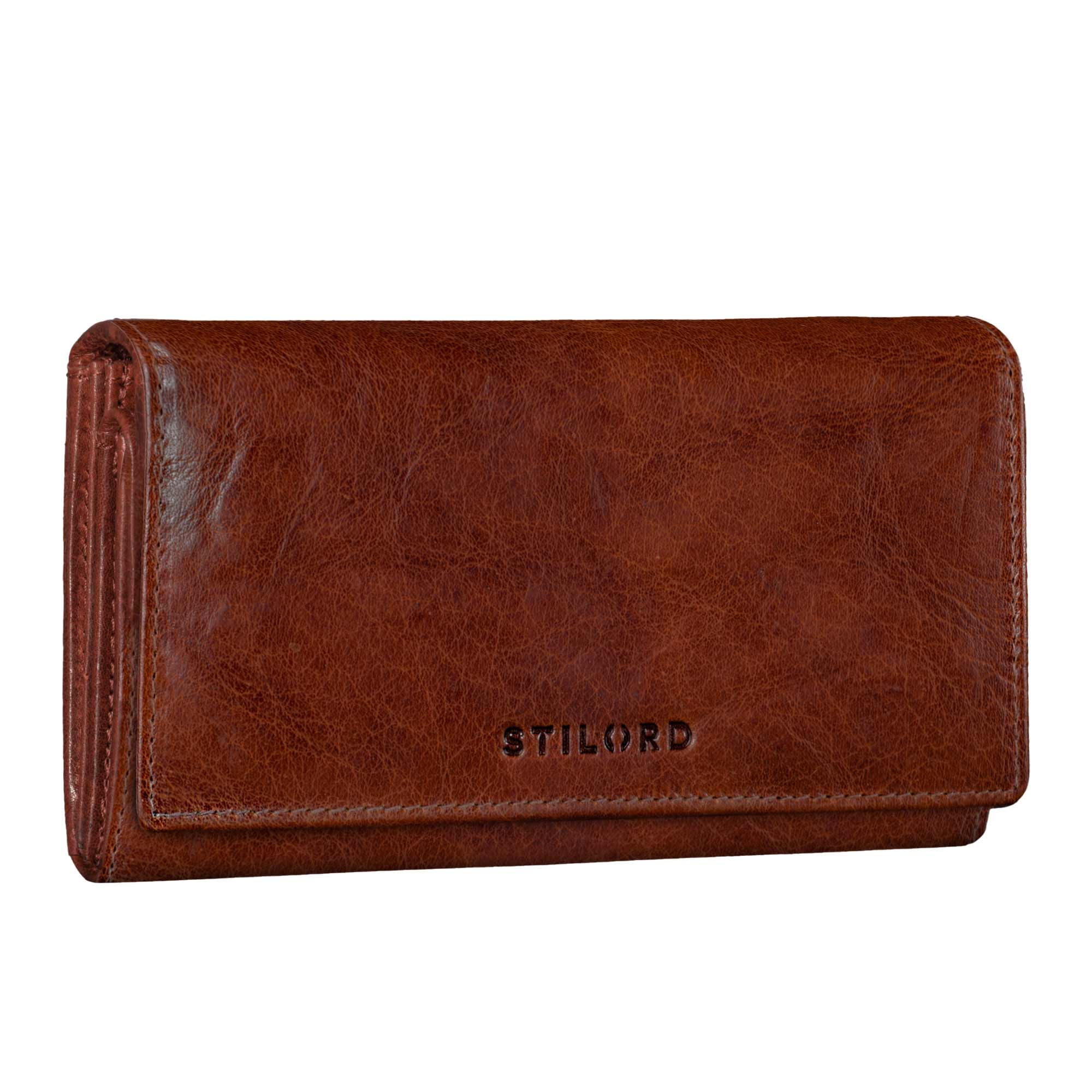 STILORD "Marquesa Portafoglio Donna in Pelle RFID – Grande Borsellino Vintage con Protezione NFC, Tanti Scomparti, Regalo in Pelle Vera Colore:brandy - marrone