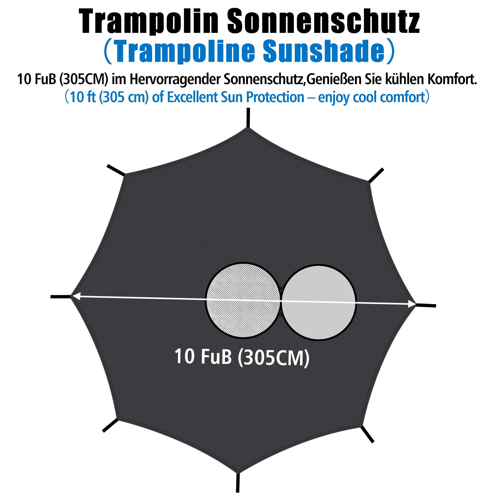Housse de Protection pour Trampoline 10 Pouces,8 tiges,Anti-UV et imperméable – Accessoires Trampoline