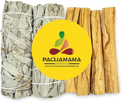 Organic California White Sage Salvia Apiana & Palo Santo Holly Wood Smudge Bundle Kit 2 white sage bundles 4"-5" & 4 Palo Santo Sticks 4"
