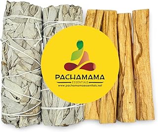 Organic California White Sage (Salvia Apiana) & Palo Santo (Holly Wood) Smudge Bundle Kit (2 white sage bundles 4"-5" & 4 Palo Santo Sticks 4")