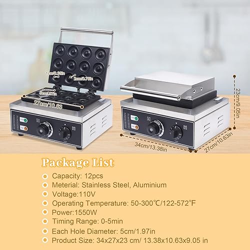 Miniatura 6 de Treliamd Máquina eléctrica de donas, máquina comercial para hacer panqueques, máquina para hacer panqueques, calefacción de doble cara, máquina