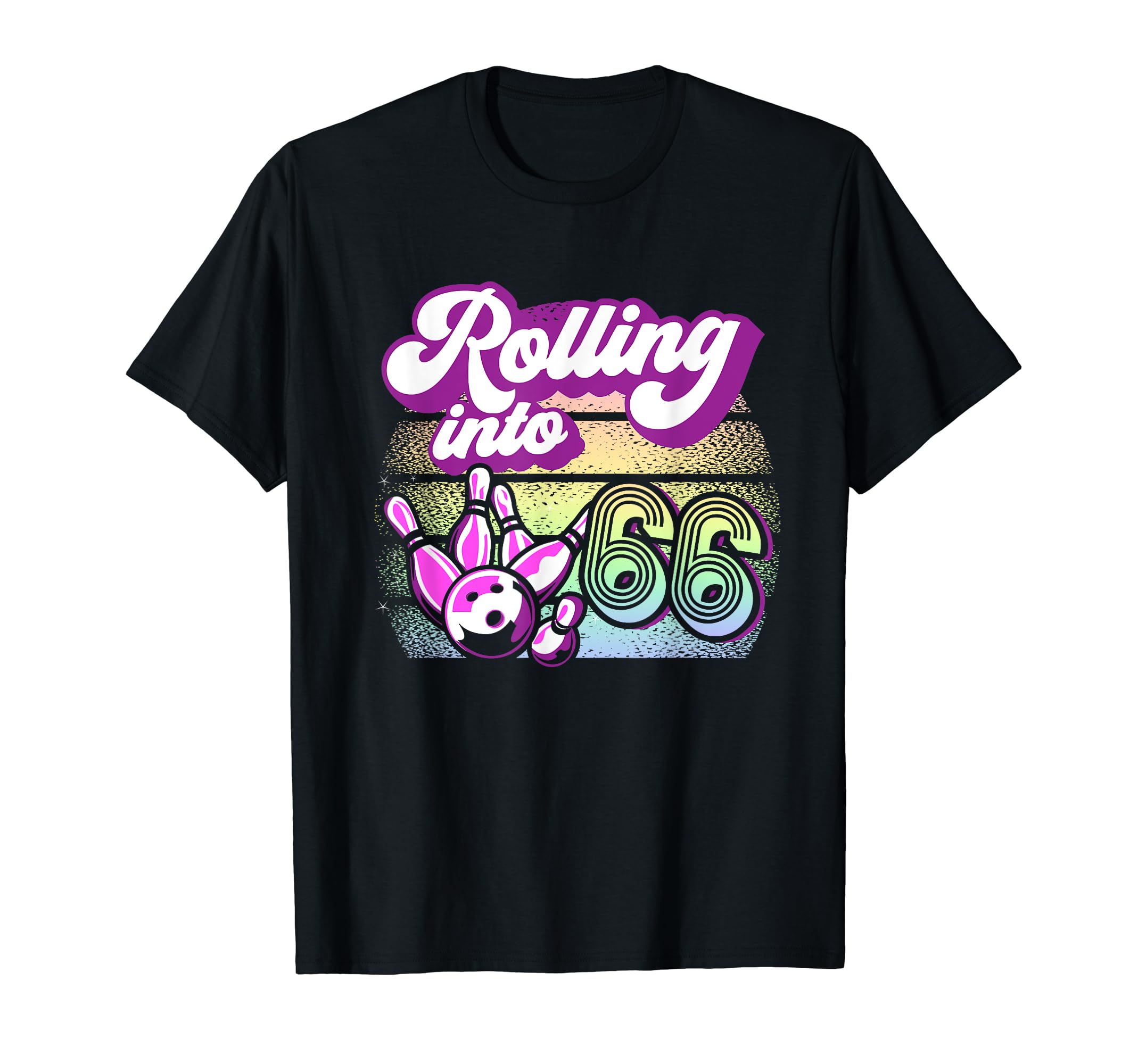 Bowling 66th Birthday Bowling 66 Birthday GiftBowling Party Rolling into 66 Bowling Birthday T-Shirt