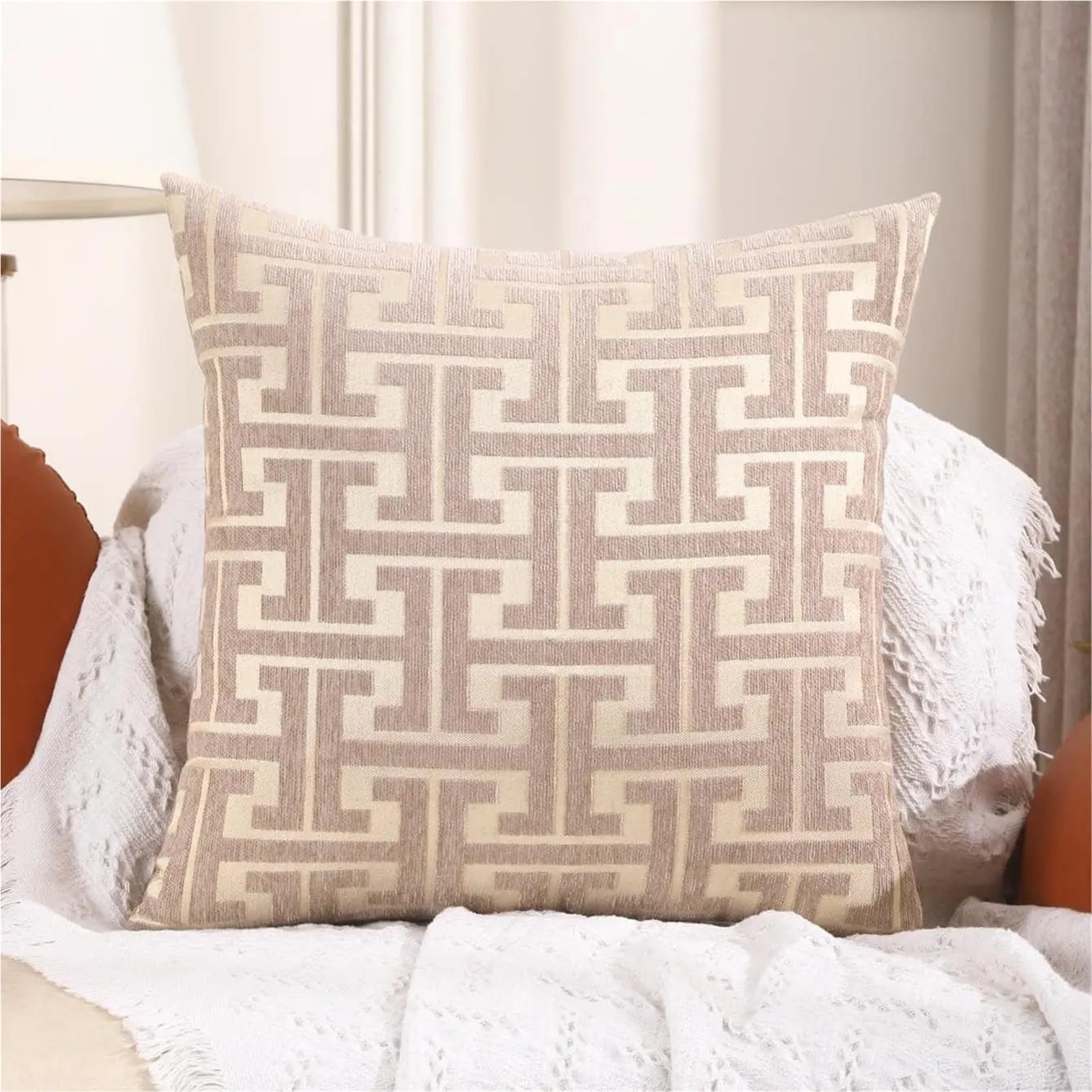 Housse de coussin rayée kaki lot de 2 pour embellir votre canapé de salon 45x45