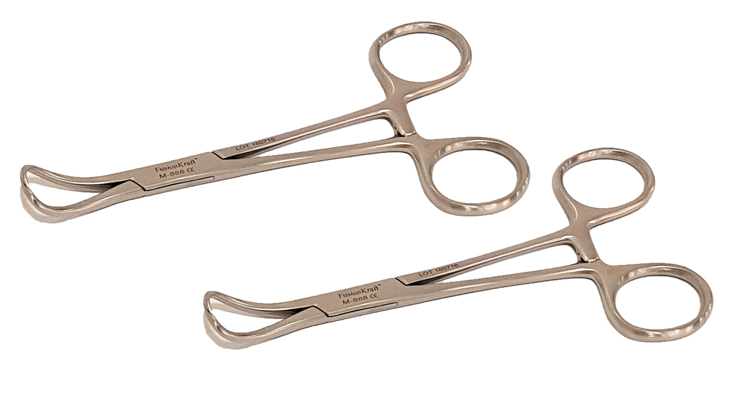 FusionKraft Backhaus Towel Clamp Forceps (Surgical Towel/Drape Clamp), Curved, Pointed Tips, 5" (Pack of 2)