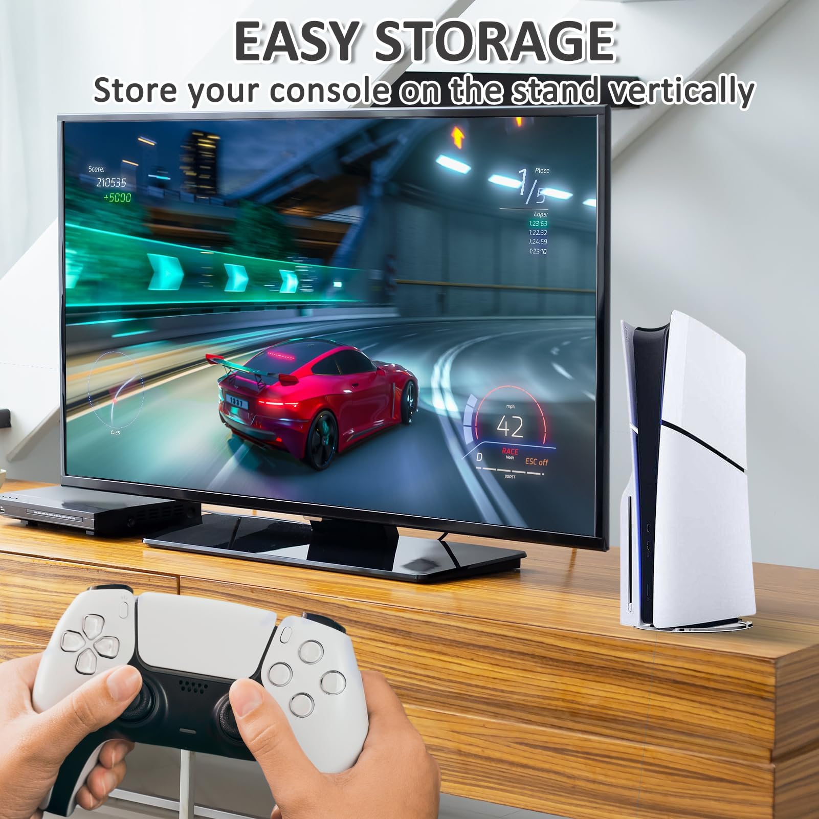 Vertikaler Standfuß für PS5, PS5 Slim, PS5 Pro, Robuster Ständer Vertikaler für PlayStation 5 Konsole, Fuß Kompatibel mit PS5 Konsolen Zubehör, rutschfest und Platzsparend, Schwarz