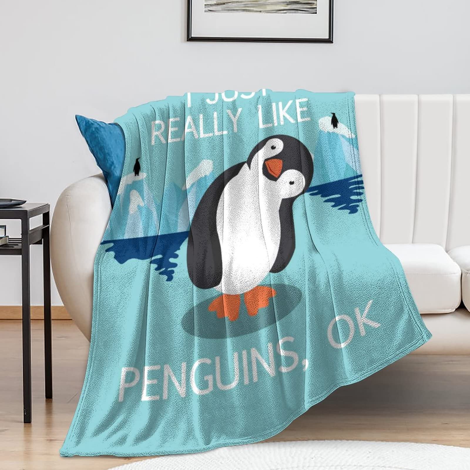 Cute Penguin Blanket Soft Warm Cozy Flannel Fleece Throw Blankets for Adults Baby Bedding Gifts 50"X40" - Color 2 50"x40"