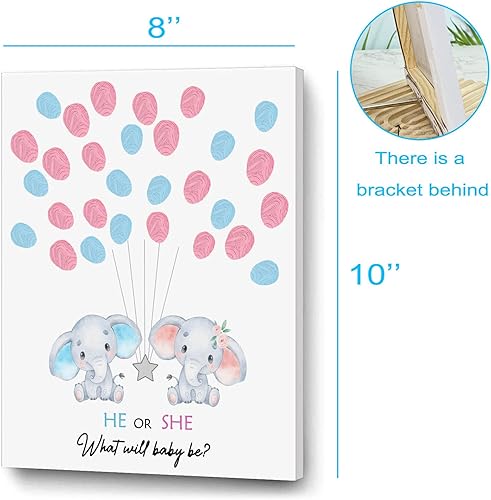 Miniatura 2 de UBLURO Libro de invitados con temática de elefante, libro de invitados de baby shower, lienzo de árbol de huellas dactilares, suministros de