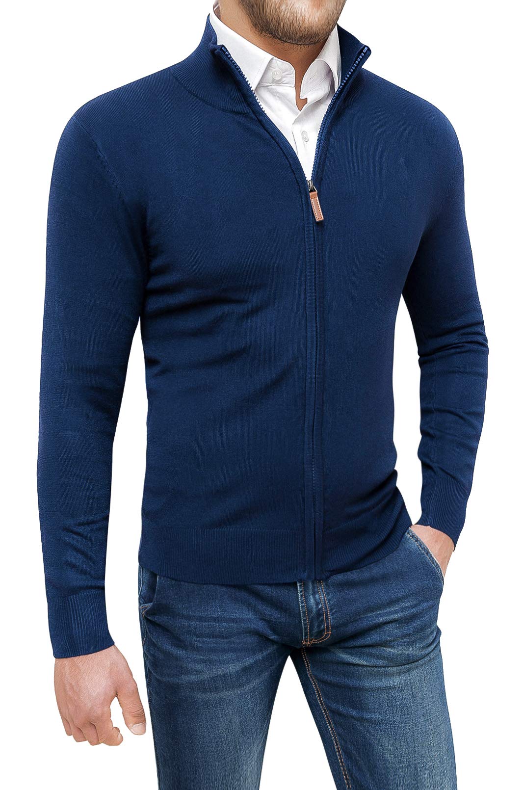 Evoga Maglione Cardigan Uomo Blu Scuro Slim Fit Invernale Casual