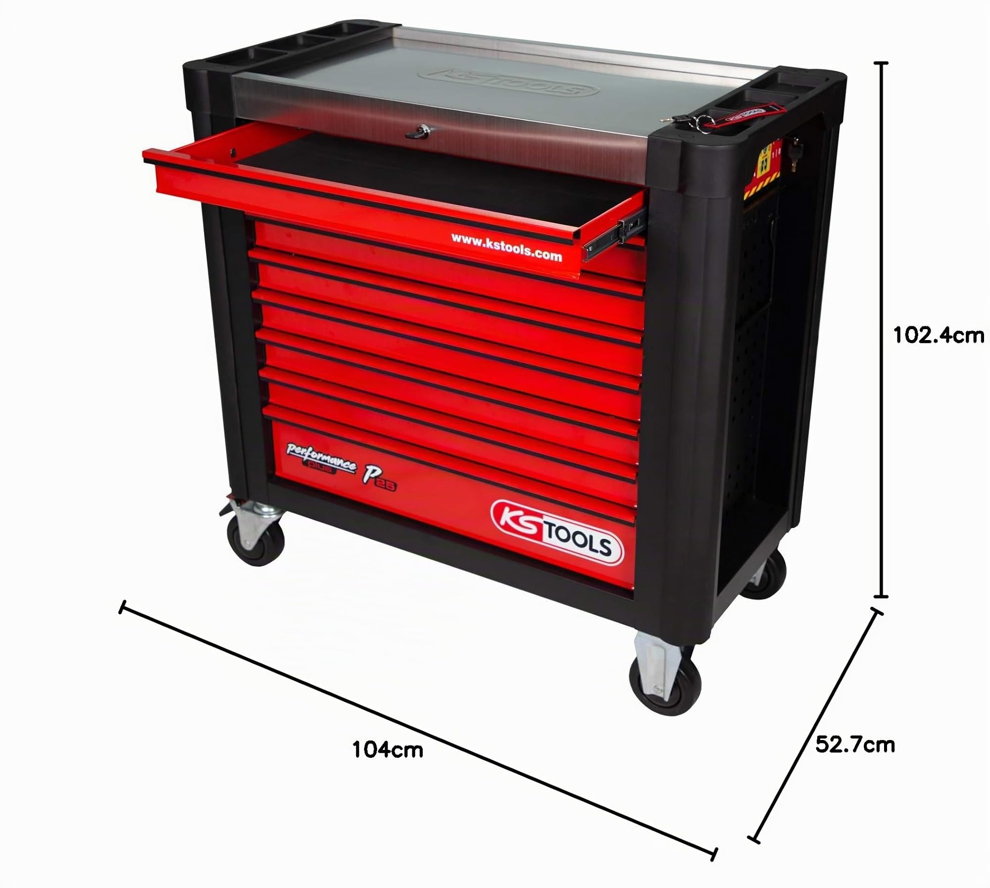KS TOOLS 873.3008 Servante d'atelier rouge/noir