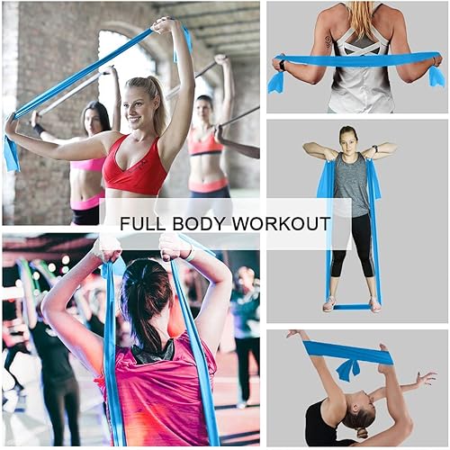 Miniatura 7 de A AZURELIFE Juego de bandas de resistencia bandas elásticas profesionales sin látex bandas elásticas de 5 pies de largo para terapia física yoga