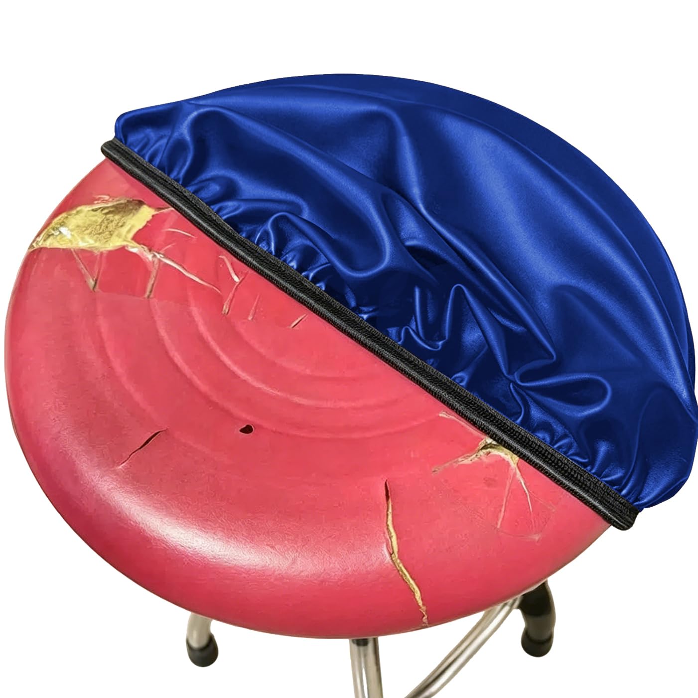 ping bu Waterproof Leather Round Bar Stool Covers,1/2 Pack Renewal Elastic Seat Protector for 30-40cm Stools,Washable Durable Slipcover for Home Cafe Office Kitchen (Blue,2PCS:38CM)