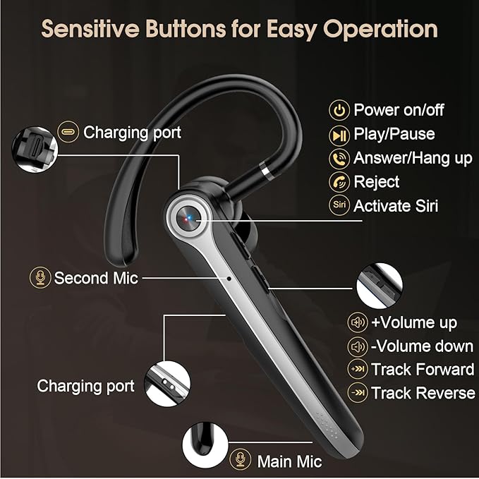 Auriculares Bluetooth Manos Libres Atheewon S72, Cancelación de Ruido, IPX7 miniatura 7