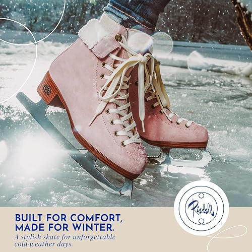 Vista 3 de Riedell Ember Patines de Hielo Recreativos para Mujeres y Hombres - Patines de Figura Cómodos de Cuero de Gamuza con Suelas Exteriores Ligeras