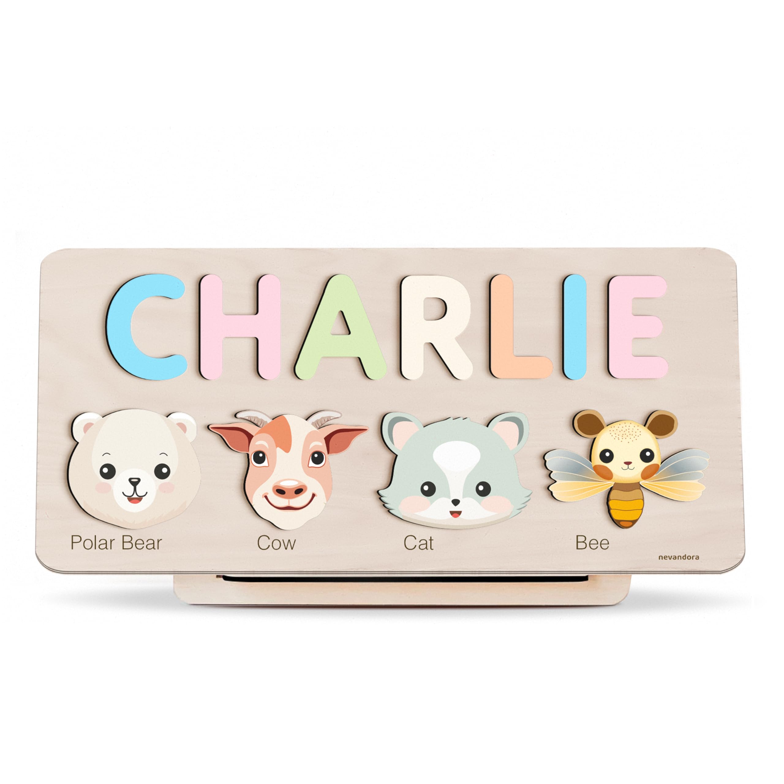 Personalized Name Puzzle with Animals, Baby Puzzle Personalized, Baby Gift, Personalized Gift Baby, Wooden Animals Puzzle, 1st Birthday Gift, Boy and Girl Custom Name Puzzle with Animals