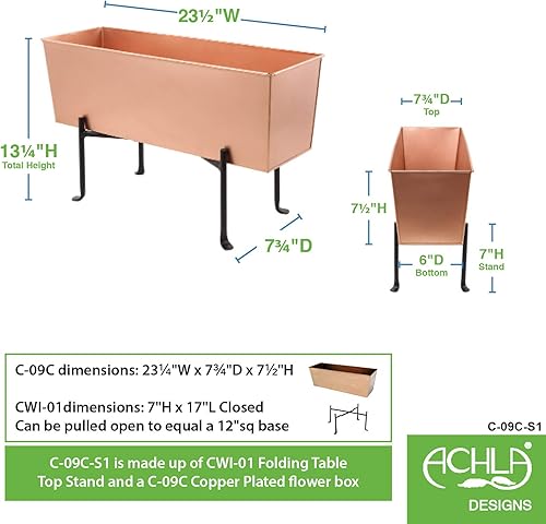 Miniatura 4 de Achla Designs Caja de flores de cobre con soporte plegable