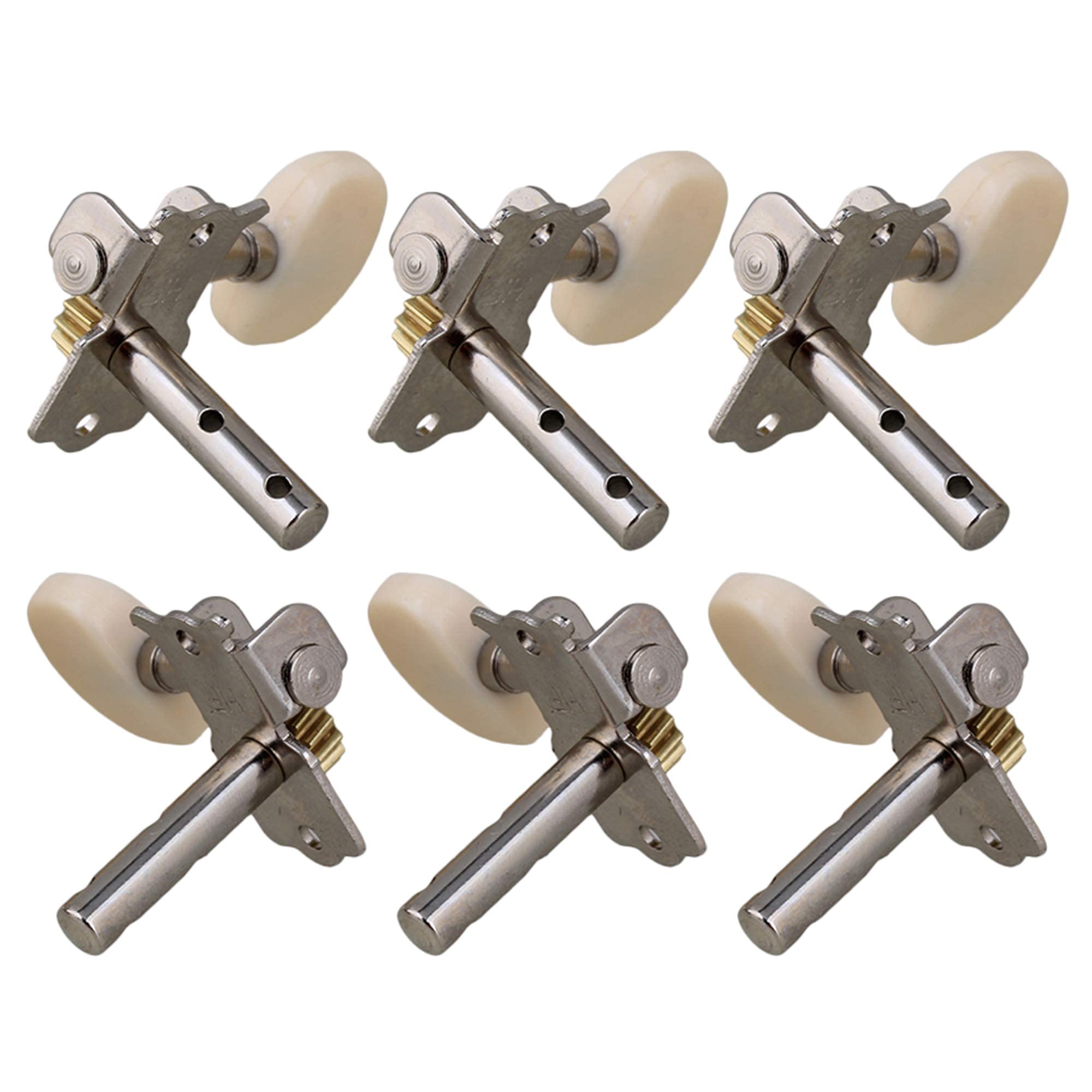 Mécaniques ouvertes individuelles pour guitare Yibuy Chrome 3R3L avec boutons blanc crème