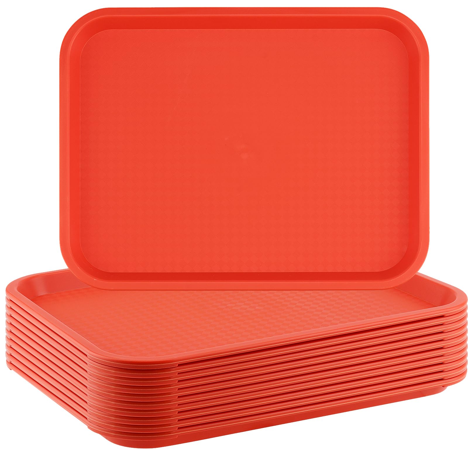 ZOENHOU Confezione da 10 vassoi rettangolari in plastica per fast food, 41,5 x 30,5 cm, vassoi da portata in plastica per servire cibo, arancione