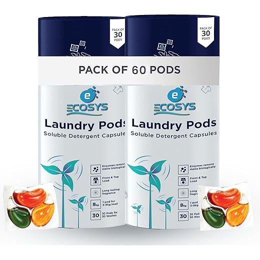 Ecosys 3-in-1 Laundry Pods Tough Stain Removal 60 Washes 7kg