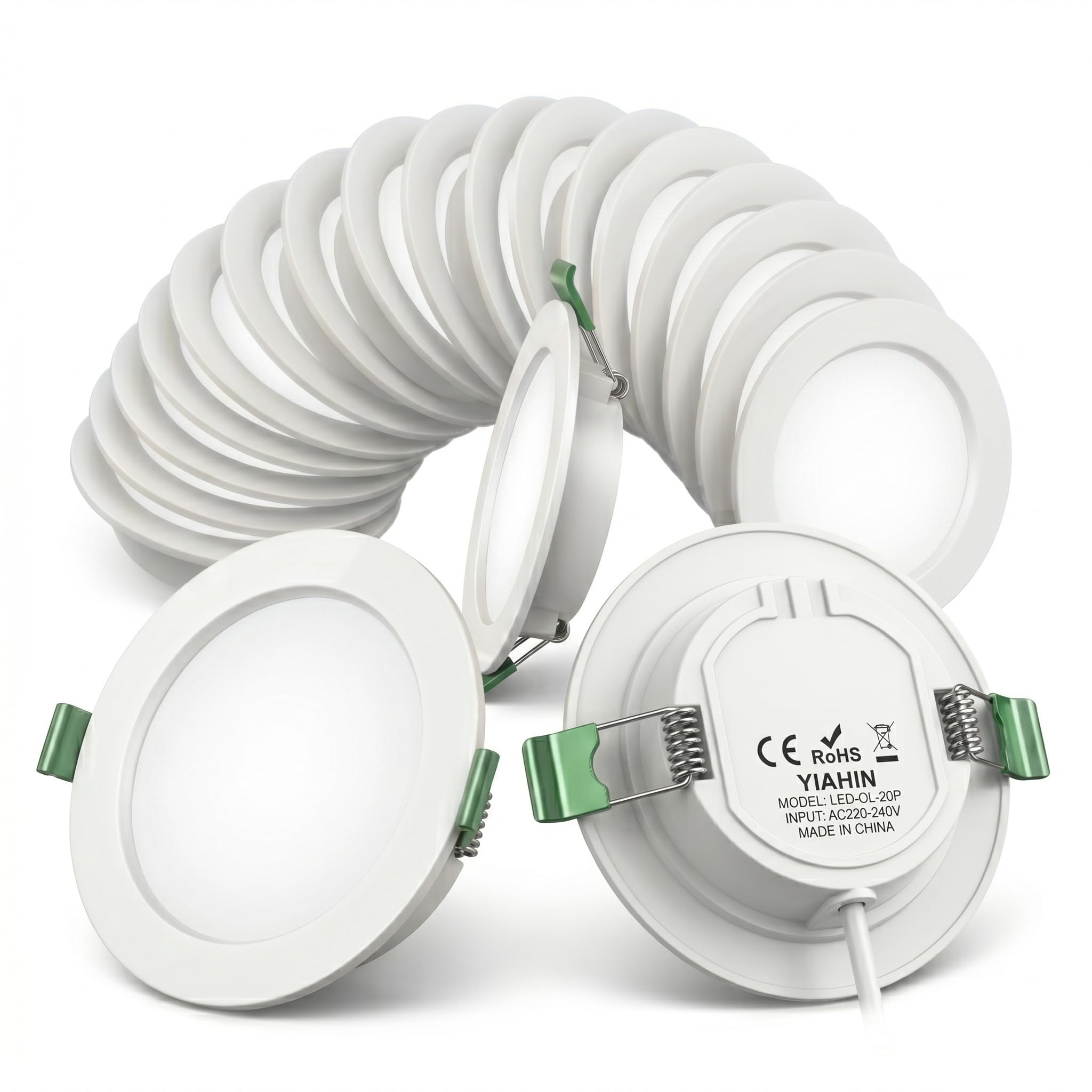Kit 20 Pezzi Faretto LED da Incasso Ultrasottile 4W 339LM, Luce Bianco Naturale 4000K, Pannello da Soffitto in Plastica per Cartongesso, Anti-corrosione e Isolamento Sicuro, per Cucina Bagno Soggiorno