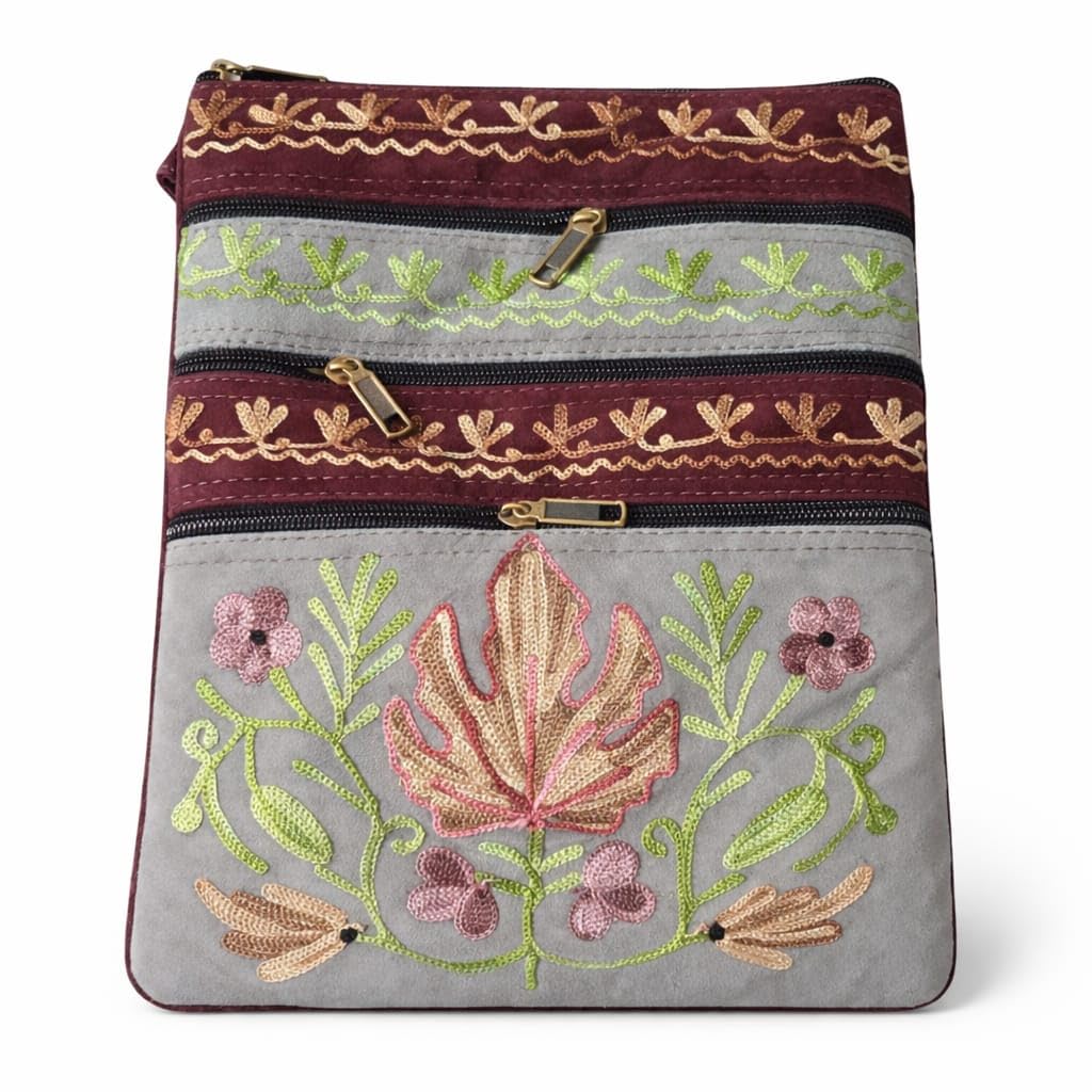 suede leather handbag, suede purse,kashmiri hand bags for women,kashmiri purse, kashmiri embroidery bag,Women's Suede leather Wallets with kashmiri hand embroidery-image-11