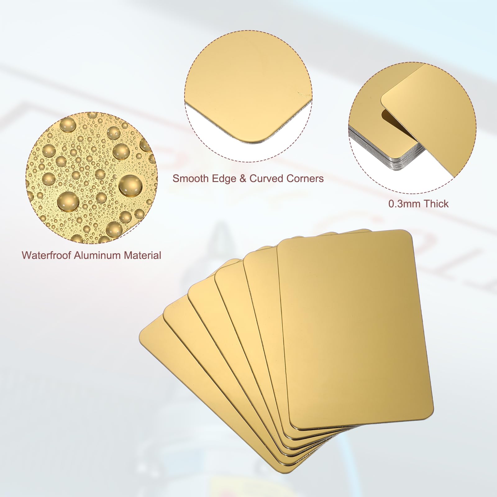 PATIKIL 0.5mm Stainless Steel Metal Business Cards, 30 Pack Mirror Blank Name Card Laser Engraving for DIY Gift Cards, Gold - Image 3