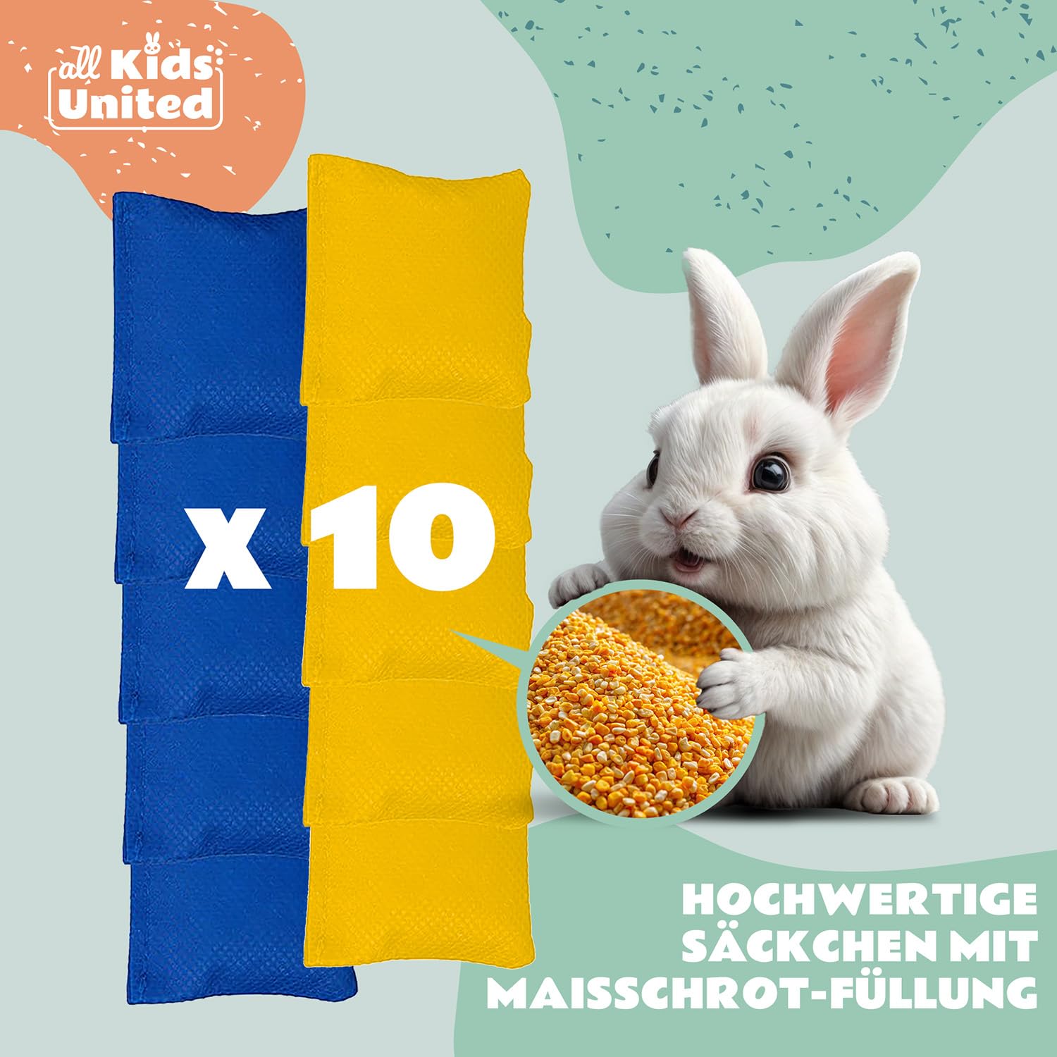 all Kids United® Mini Cornhole-Spiel für Kinder; Indoor & Outdoor Geschicklichkeitsspiel mit Sandsäckchen; Perfekt für Kinderzimmer, Garten und Partys – Fördert Zielgenauigkeit & Spielspaß