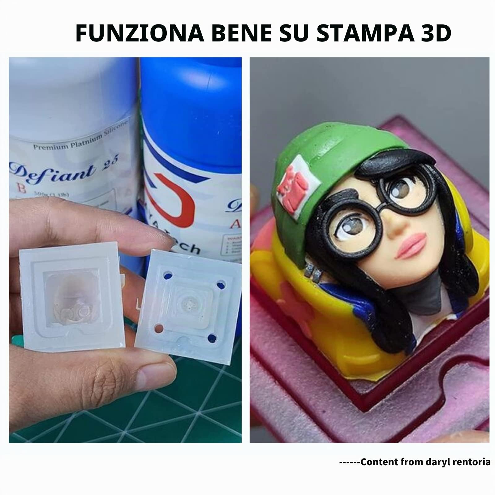Siraya Tech Defiant 25 Kit Fai-da-Te in Silicone Platinico per Stampi, Sicuro per Alimenti, Durezza 25A, Ideale per Resina UV per Stampanti 3D, Facile da Usare, Senza Rivestimento (1kg)
