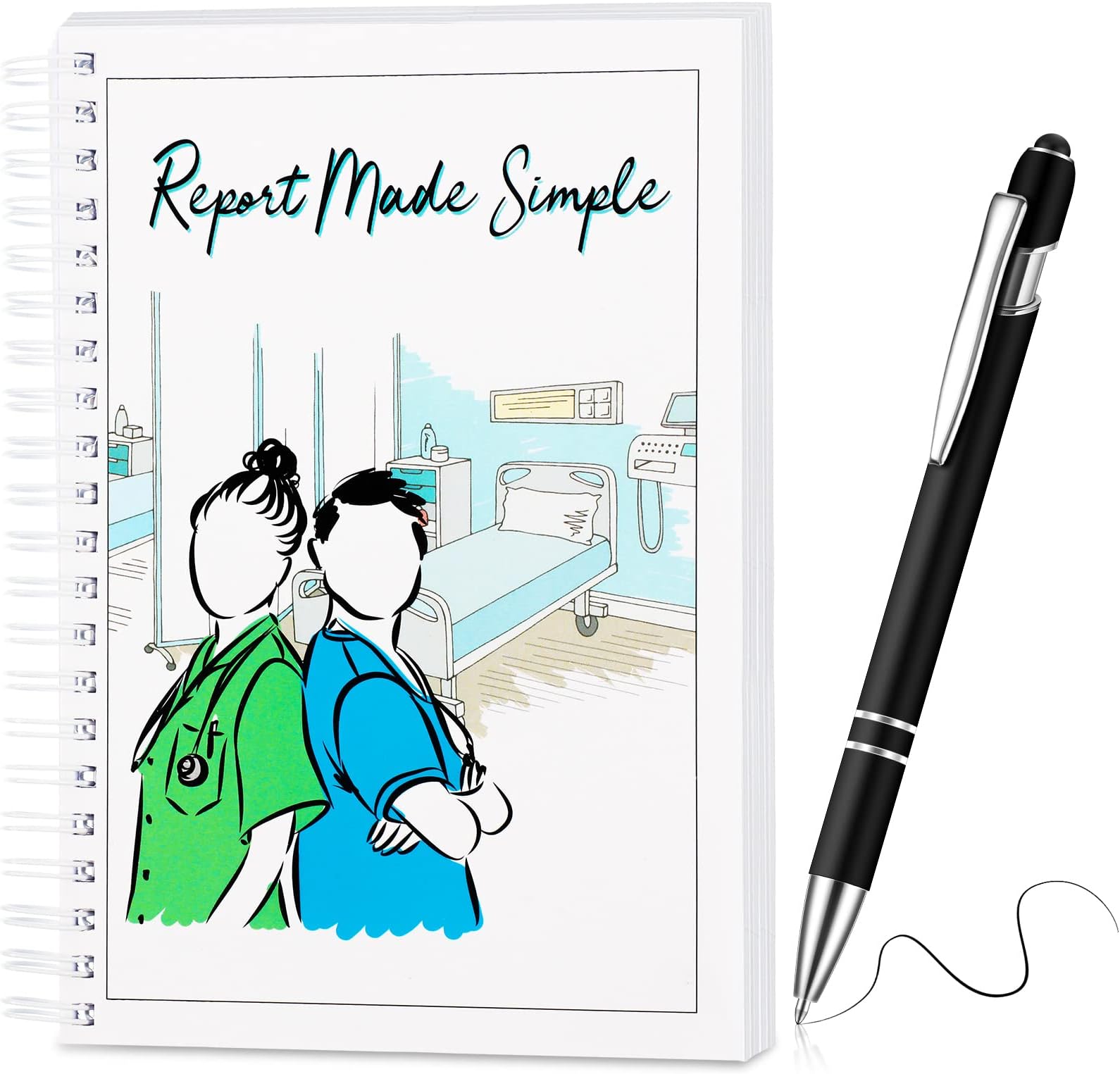 2 Pcs Nurse Report Sheet Notebook with Metal Pen Made Simple Pocket Notebook Nurse Essentials Notepad for Nursing Appreciation Gifts Rn Student Clinical Supplies(7 x 4.5 Inch)