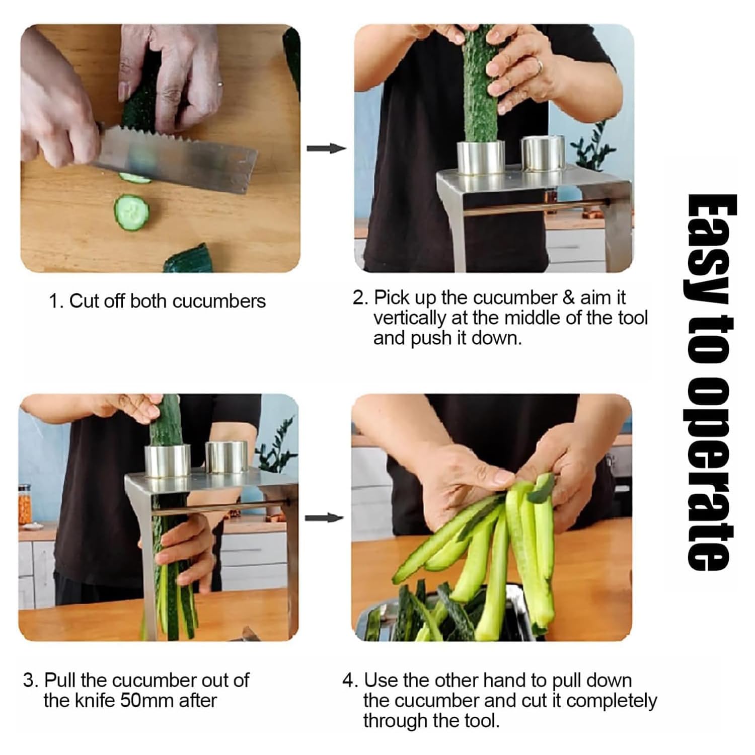 Cortador de pepino y zanahoria de acero inoxidable con 8 y 10 cuchillas de tira para hacer ensaladas, cocinar, sushi y preparación de comidas