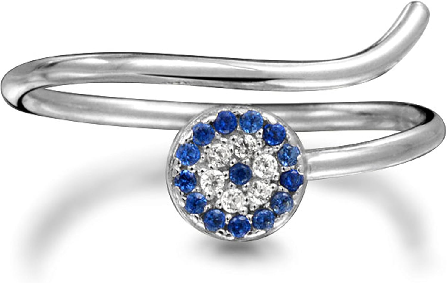 Minimalist CZ 1MM Band Stackable Midi Knuckle Evil Eye Ring 14K Gold Plated 925 Sterling Silver For Women Adjustable