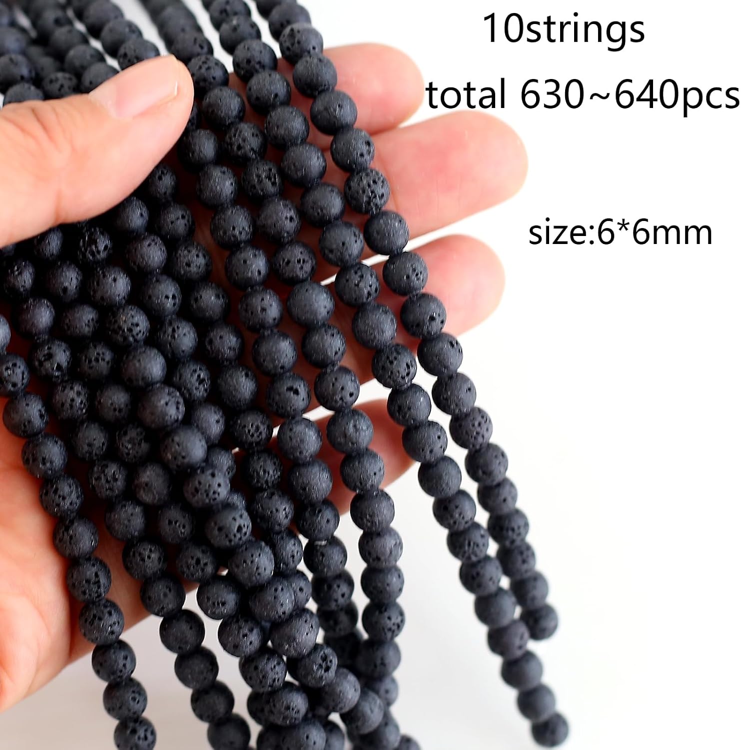 630Pcs Lava Beads Natural Black Lava Stone Beads Round Stone Bead Natural Gemstone Bead for Bracelets Necklace Jewelry Making(6mm) image 2