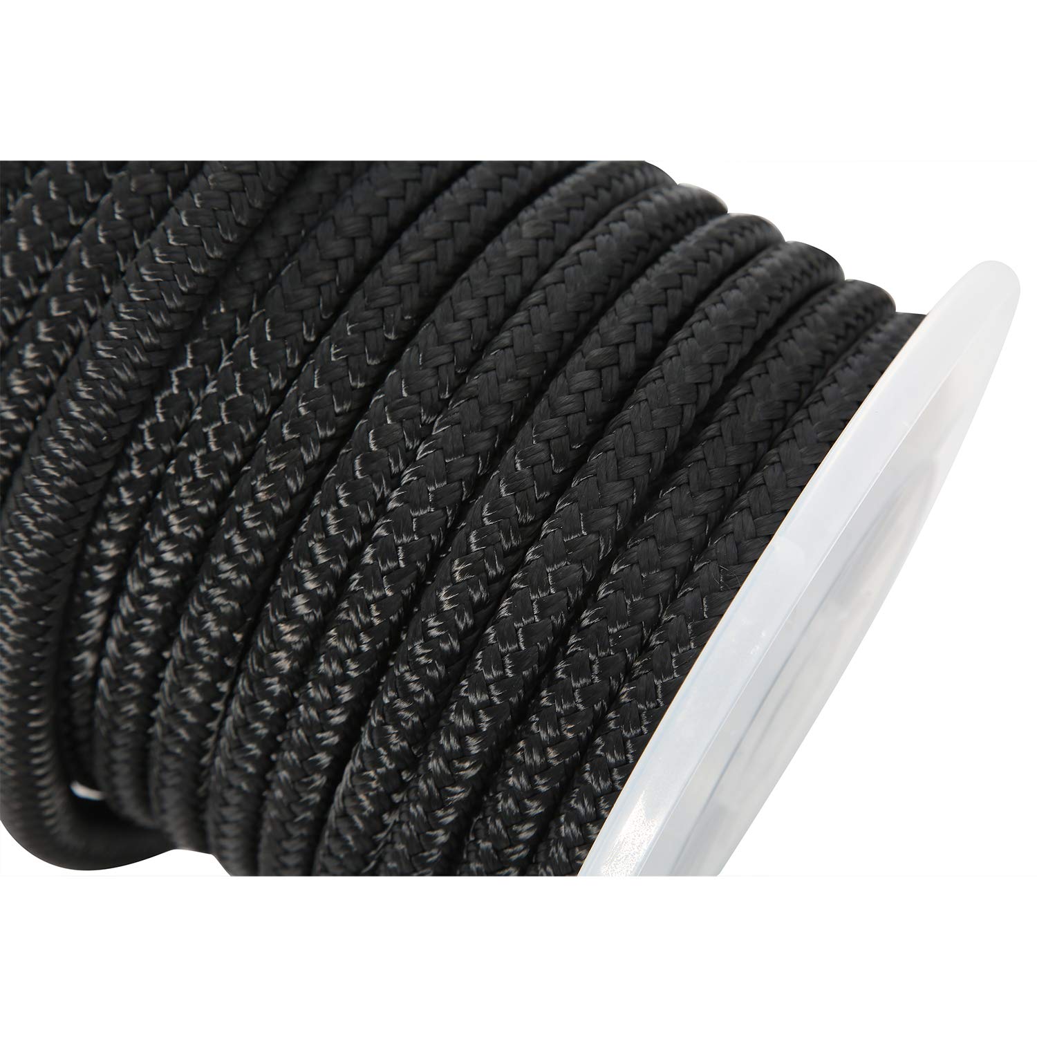 NovelBee - Cuerda de anclaje de nailon trenzado doble de 1/2 pulgada x 250 pies con dedal de acero inoxidable y portabrocas de plástico