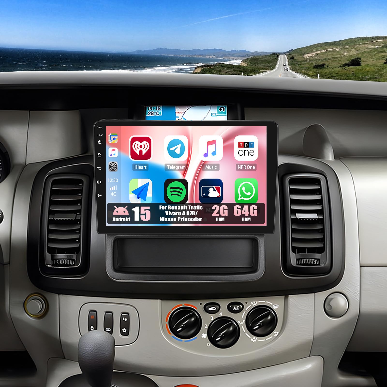 CAMECHO 2+64G Android 15 Autoradio für Opel Vivaro A 87R/Renault Trafic II Nissan Primastar mit Carplay Android Auto Navi,Doppel Din Radio mit 10" Bildschirm,Bluetooth5.0 FM/RDS EQ+Rückfahrkamera