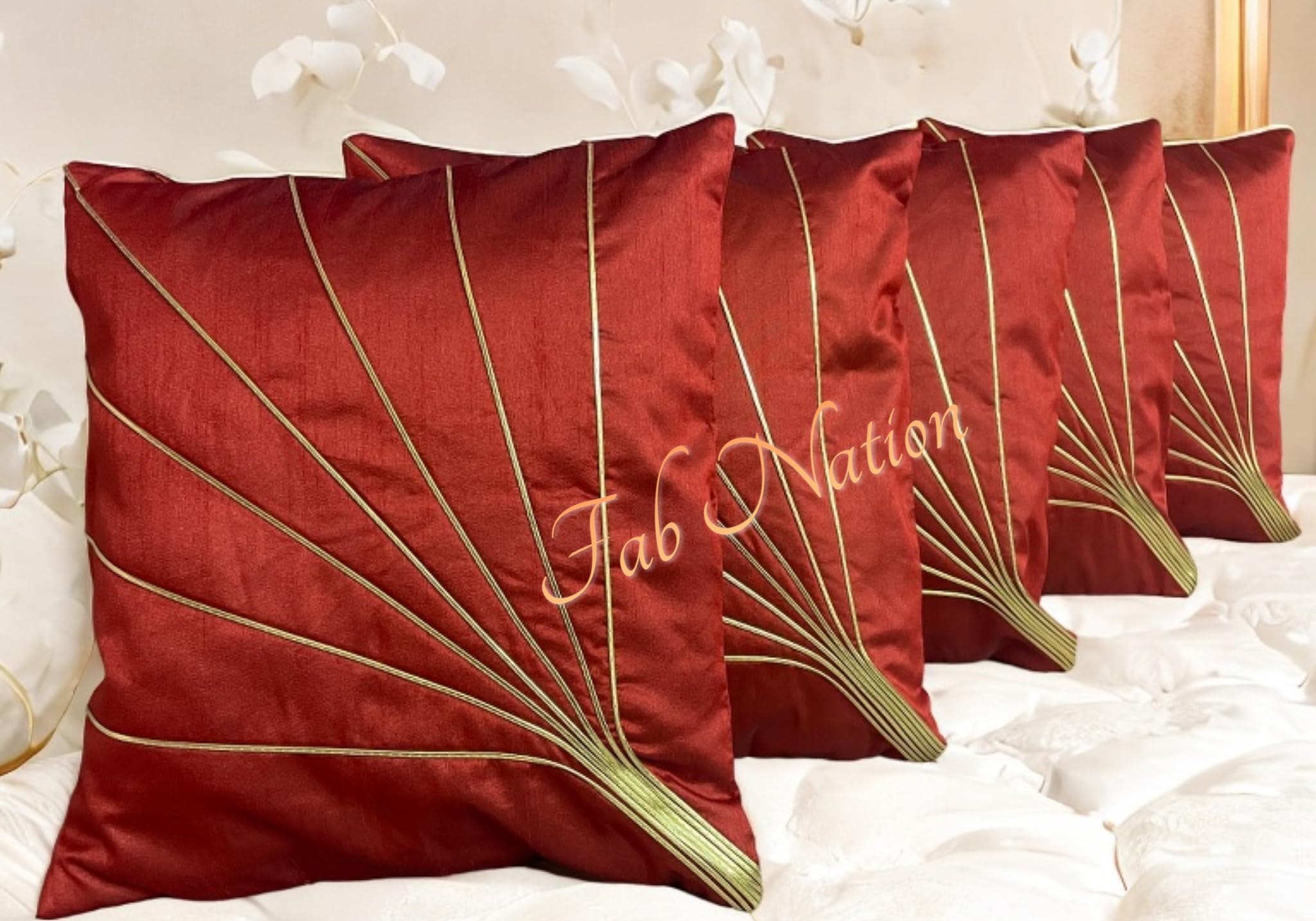 Multicolor Silk Cushion Covers - Set of 5 -17