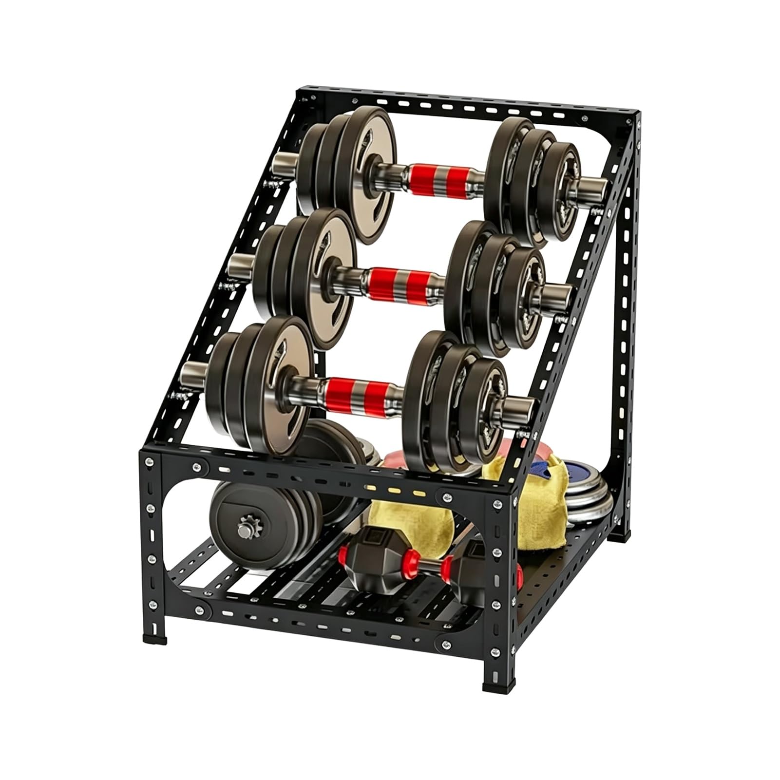 Rastrelliera For Manubri In Acciaio A 2/3 Strati, Espositore For Attrezzature For Esercizi Domestici/palestra, Spaziatura Regolabile, Capacità Di Carico 100 Kg, For Kettlebell