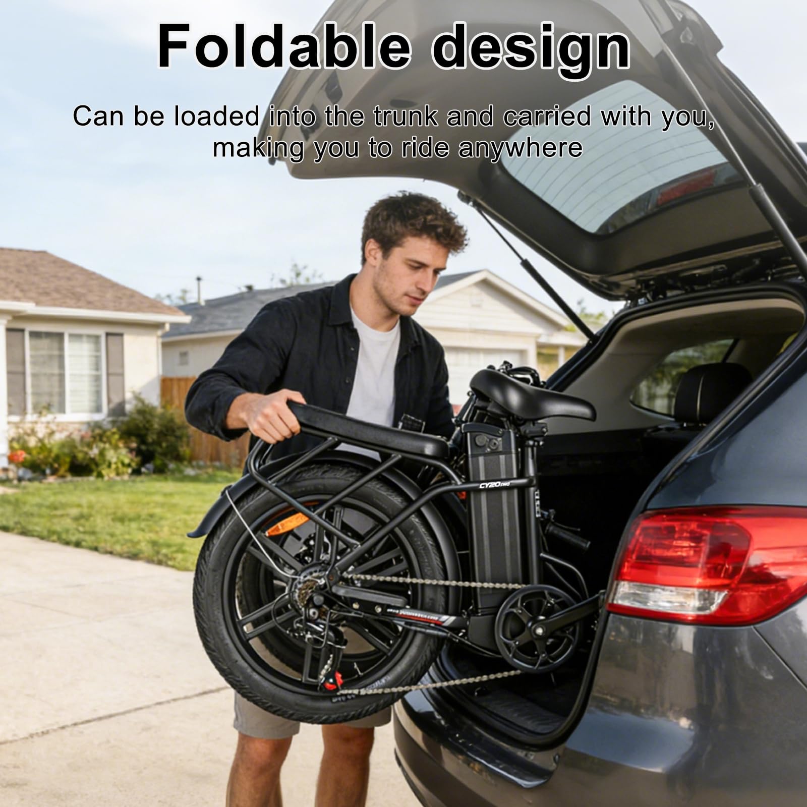 SAMEBIKE Bicicleta eléctrica Plegable 20" 250W Motor batería extraíble eBike para Commuting Caja de Cambios de 7 velocidades Bicicleta eléctrica Adulto Suspensión Delantera y Doble Disco Frenos