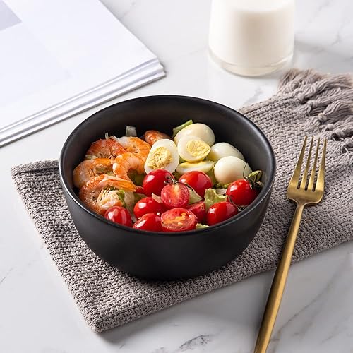 Miniatura 5 de AmorArc Juego de 4 cuencos de cereal de cerámica, 26 onzas, para aperitivos de sopa de cereales, cuencos de cocina modernos para comida, aptos para