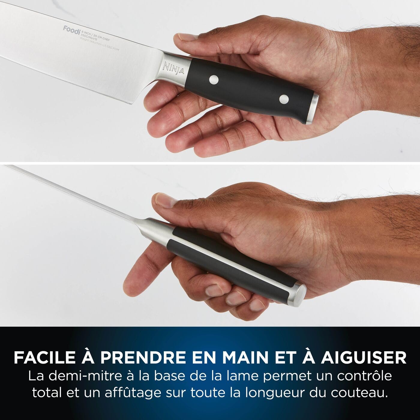 Bloc-couteaux Ninja Foodi StaySharp avec Affûteur, Ensemble de Couteaux 6 Pièces Aiguisés: Couteau de chef, à pain, à trancher, universel, à éplucher et ciseaux, en Acier Inoxydable, K32006EU